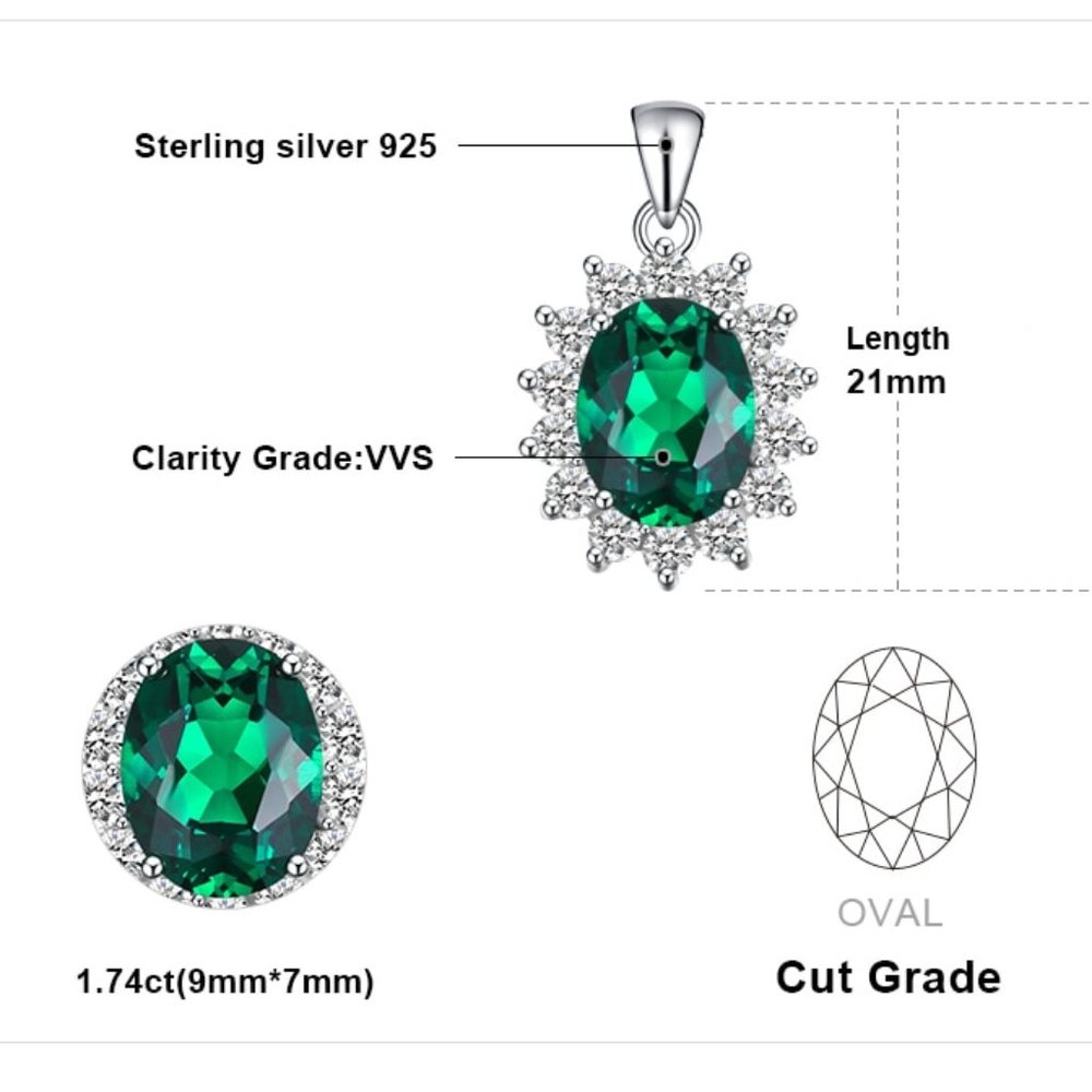 💚 1.7ct Emerald Pendant - 925 Sterling Silver - Picture 9 of 10